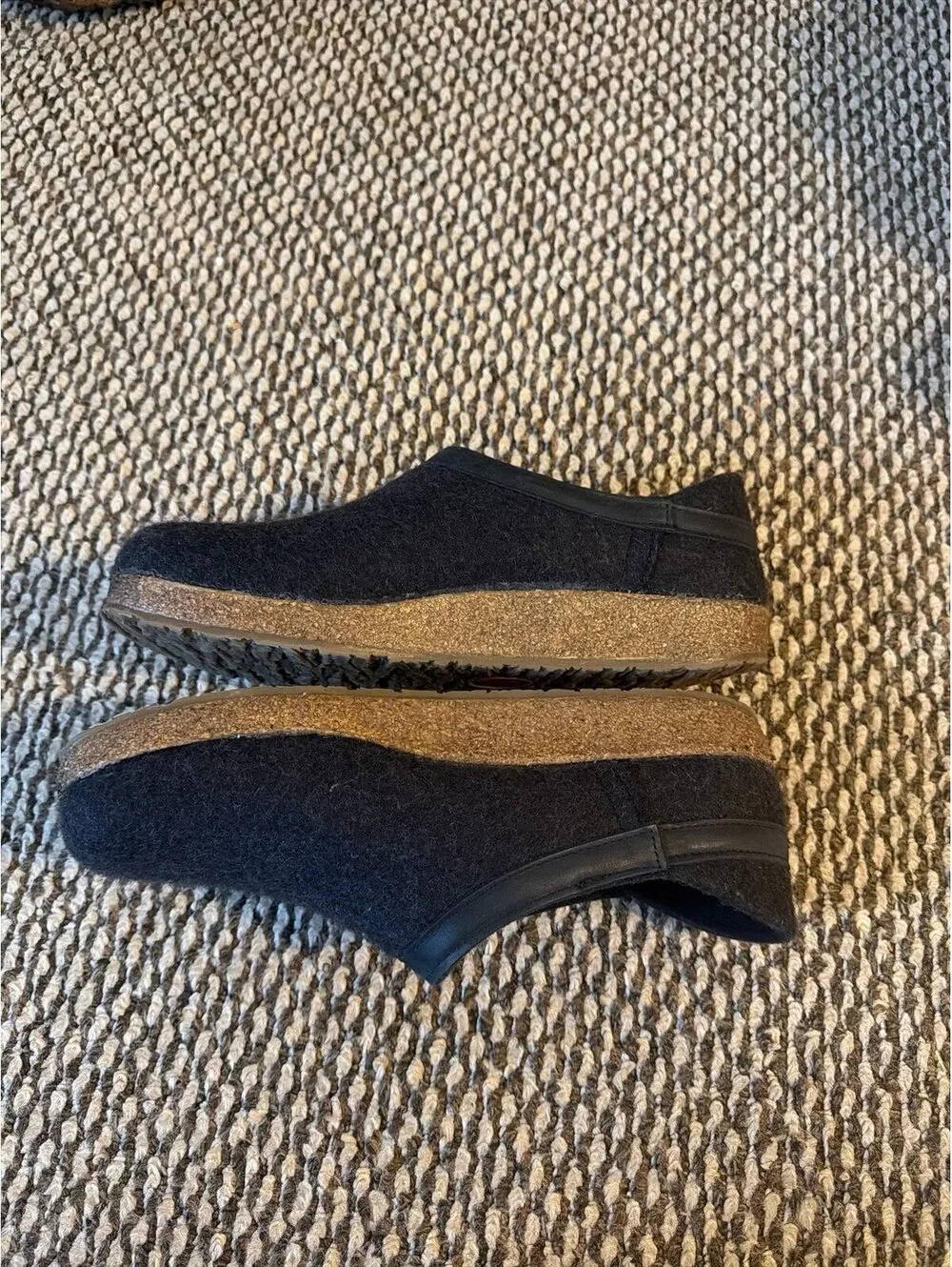 MEN’S HAFLINGER GRIZZLY GZL BLACK WOOL FELT SLIP-ON CLOG SLIPPERS Size 44